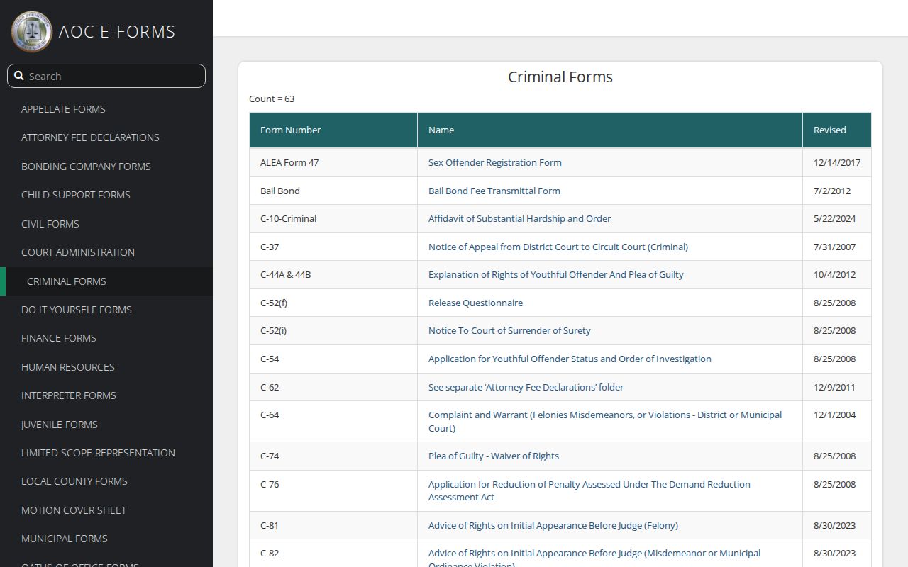 Macon County arrest warrant forms on the Alabama criminal forms index