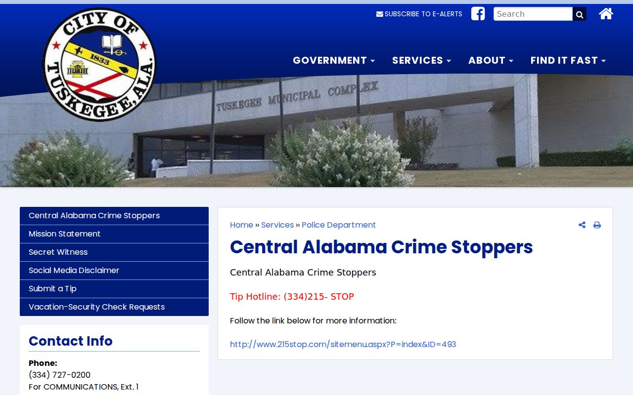 Tuskegee city-linked tip channel distinguished from warrant records