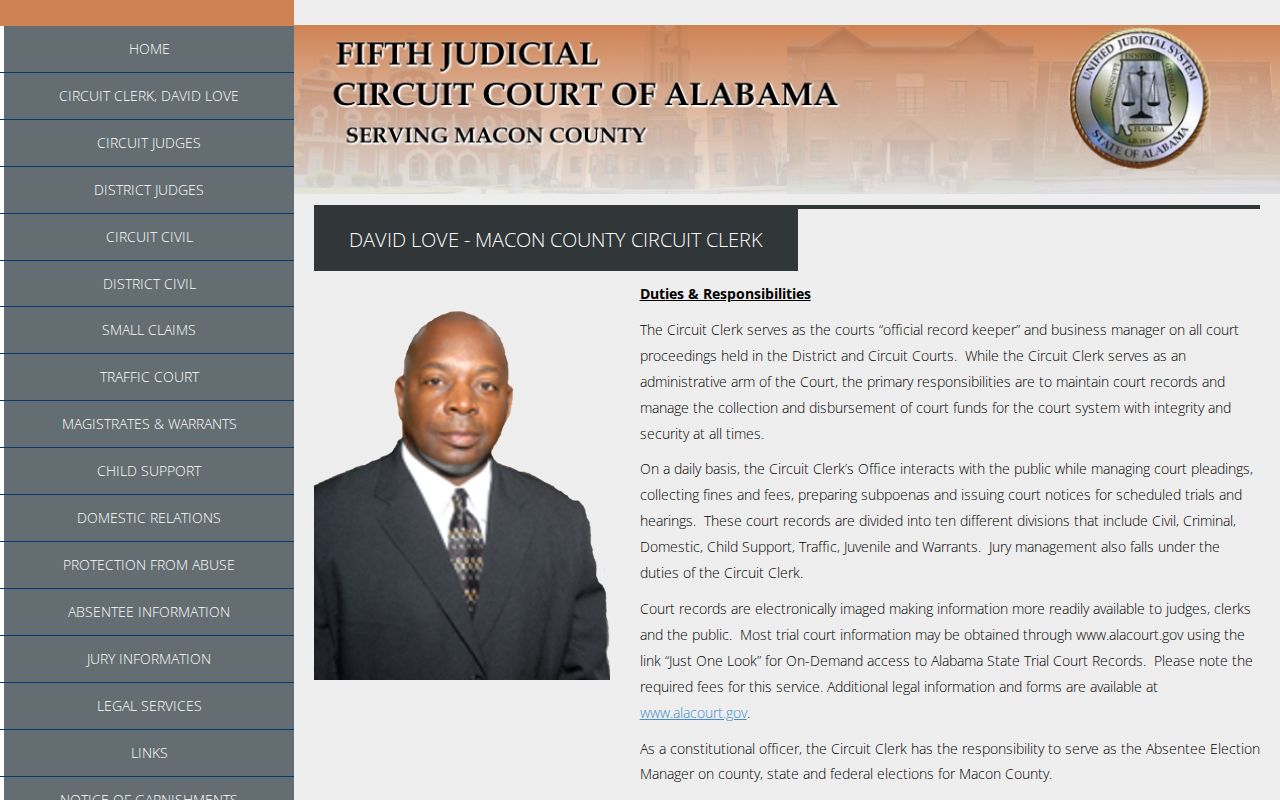 Macon County Circuit Clerk divisions for warrant and court records