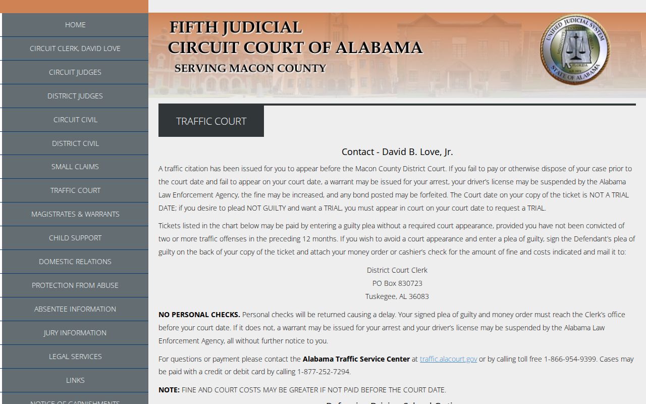 Macon County traffic warrant failure-to-appear warning